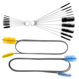 LILYS PET 19 Pieces Tube Cleaning Brushes Set,Flexible Double-Ended Hose Brush with Stainless Steel Long Tube Cleaning Brush,Aquarium Brushes, Pipe Cleaner,Filter Brush,Drain Brush for Home Kitchen