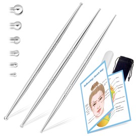 ideayard Facial Reflexology Massage Tool, 3 Pieces/6 Sized Headed Stainless Steel Acupuncture Pen for Ear, Face & Body Acupressure, Deep Tissue Pain Relief & Muscle Relaxation