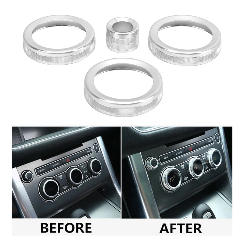 4Pcs A/C Knob Ring Trim Volume Adjuster Decor Fit for
