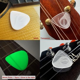 WINGO Guitar Picks with Grip Stamped, Non Slip Picks 10 Pack (073, 088, 1.0, 1.25, 1.5mm) for Acoustic Electric Guitar Bass- White and Clear.