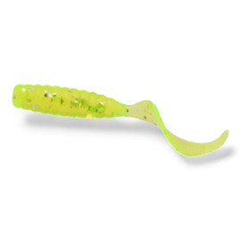FISHIN ADDICT Twist Tail Grub Worm | Soft Plastic Perch Fishing Lure 40mm | Pack 10 (CHARTREUSE)