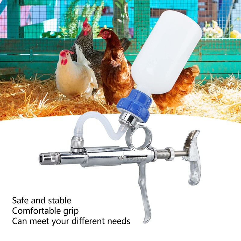 Adjustable Continuous Injection Syringe - Stainless Steel/Plastic Animal Syringe -