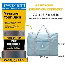 INVODA Travel Bag Foldable Duffle Bag Spirit Airlines Personal Item Bag for Women Men Lightweight Short Trip Carry On Bag Sports Gym Tote Weekender Overnight Bag (1002 Sky Blue)