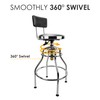 Olympia Tools 82-738 Adjustable Hydraulic Work Stool, Black