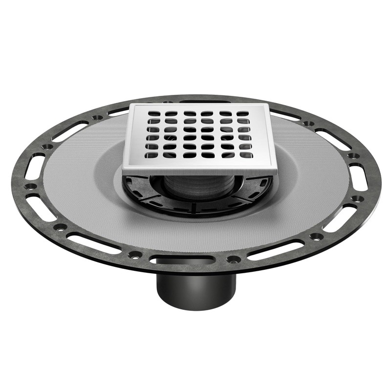 Fibetter 4 Inch Square Shower Drain Brushed with PVC Bonding