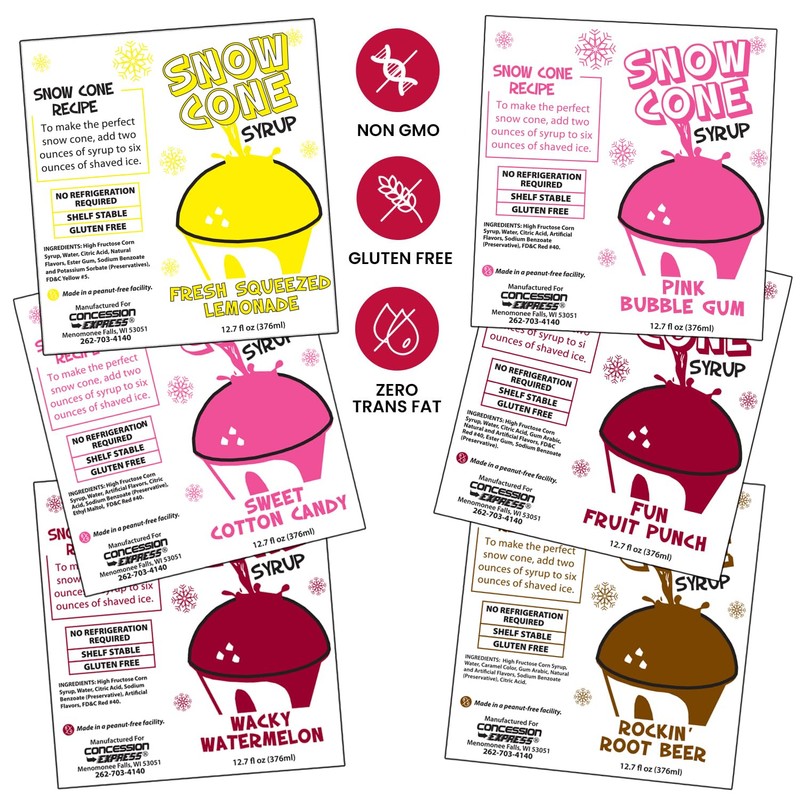 Concession Express® Snow Cone Syrup Party Pack – 12 Pack