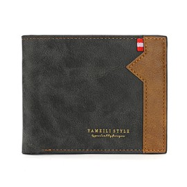 LJCZKA Bifold Leather Wallet Men, Slim Minimalist Wallet Coin Pocket Change Purse with Multi-Card Holder, Zipper Banknote Compartments, ID Window (Black)