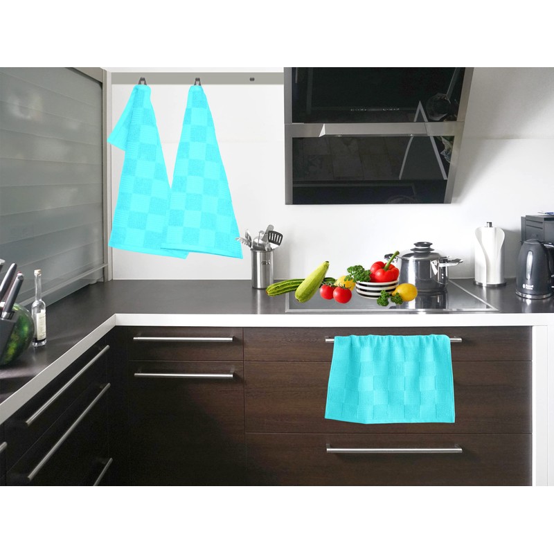 Lashuma Lisbon Hand Towel Set, Turquoise, 3 x Terry Towelling