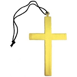 Ladies Mens Religious Nun Monk Vicar Gold Cross Fancy Dress Costume Outfit Necklace (One Size)