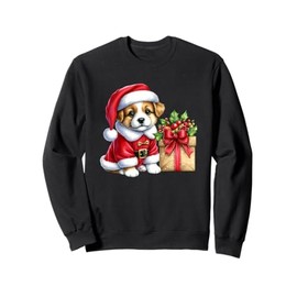 Santa Puppy With Present Box Sweatshirt