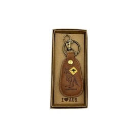 I Love Aus Australia Genuine Leather Kangaroo Roadsign Keyring