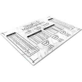 Chopping Board | Glass Chopping Boards for Kitchen | Glass Worktop Saver for Kitchen | Cutting Board for Kitchen | Chopping Board Non-Slip | Small Chopping Board | Weights & Measurements Marble Effect