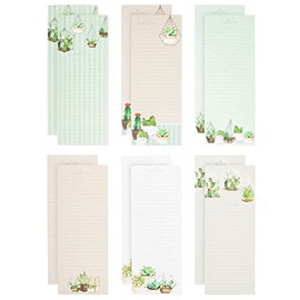 Succulent Magnetic Notepads for Refrigerator, Grocery & Daily Tasks List (12 Pack)