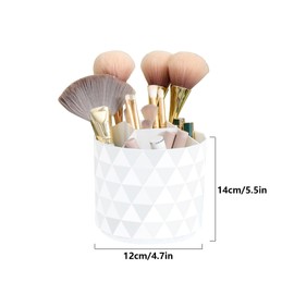 Nwvuop Make Up Organiser 360° Rotatable Make Up Brush Holder Cosmetic Brush Storage Cosmetic Organiser for Room Decor Dressing Table Bedroom (White)
