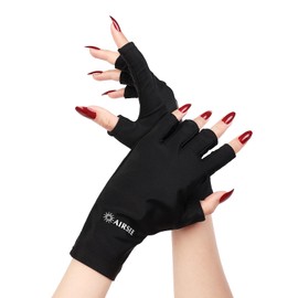 AIRSEE AIRSEE Premium UV Protection Gloves for Gel Manicures C UPF 50+ Fingerless Design, Anti UVA & UVB Shielding, Professional Nail Tech Gloves for UV Nail Lamp, Comfortable & Breathable (Black)