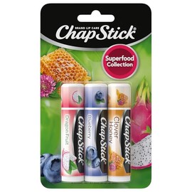 ChapStick Bálsamo labial, colección Superfood Pack de 3 – Fruta del dragón, arándano y miel de trébol, hidratante para labios secos, 0.15 onzas
