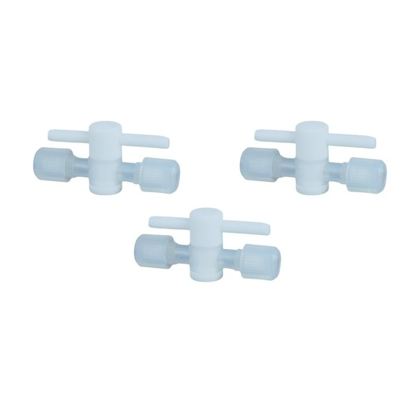 3pcs 2-Way PFA Manual Stop Valve for 1/4 Tube, for