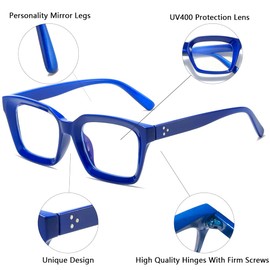 aisswzber Blue Light Blocking Glasses,Computer Reading/Gaming/TV/Phones Glasses for Women Men Thick Square Frame