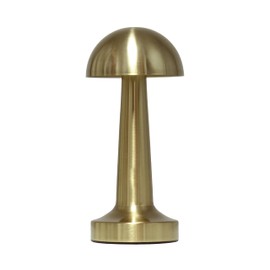 Simple Designs LD1081-GLD 8.88" Mushroom Magic Mini Metal Dimming & Rechargeable Cordless 4-Way Touch Sensor Dome Desk Lamp, Gold