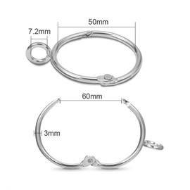 Curtain Rings (Set of 20), Silver, Sliding Ring, Shower Curtain Ring, Curtain Ring Hook, Opening Design, Metal Curtain Hook, Inner Diameter 2.0 inches (50 mm), Suitable for Poles up to Diameter 1.7