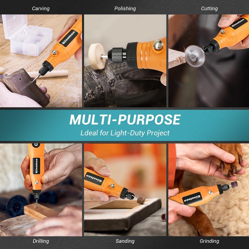 GINELSON Cordless Rotary Tool, 5 Variable Speed Mini Rotary Tool