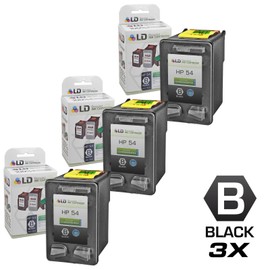 LD Remanufactured Ink Cartridge Replacement for HP 54 CB334AN High Yield (Black, 3-Pack)