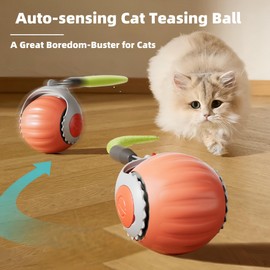 HuiCheDaWa Upgraded ‘Racing Tail 5.0 ’Indoor Cat Interactive Toy: Sensor Cat Teasing Ball, Pet Electronic Chasing and Exercise Toy, Specially Designed for Bored Cats, Two Modes & One-Click Switching
