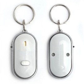 KeyFinder(White), Keychain Locator for Finding Lost Keys, Smart Key Finder, Whistle Activation, LED Sound Keychain, Alarm, and Flashing Light