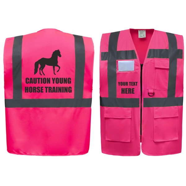Caution Young Horse Training Equestrian Zipped Pink Hi Vis Safety