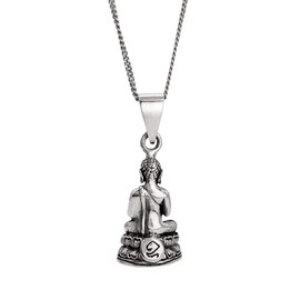 81stgeneration Unisex 925 Sterling Silver Protection Buddha Pendant Necklace, 18"