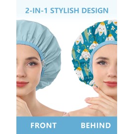 Years Calm Shower Caps For Women Reusable Waterproof，Pattern And Solid Color Dual-Layer Design For Dual-Layer Usable，Protects Hair In Shower, Spa, Cooking, Clean & Travel (Bell Orchid, One Size)