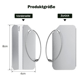 VOCIBO® Pack of 8 Aluminium Luggage Tags with Address Tag, Luggage Tag Suitcase Tags Including Privacy Name Plate and Stainless Steel Cable, 8 x 4 cm, 8 Colours
