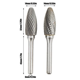 Juego de Fresas de Carburo Aramox, Fresas de Carburo de un Solo Corte Doble, Limas Rotativas, Cortador de 14 Mm de Diámetro, Vástago de 6 Mm, Multipropósito para Trabajos en