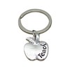 Teacher Keychain, Apple-Shaped Charm, 'To Teach Is To Touch Lives