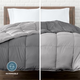 Bare Home Oversized King Comforter - Reversible Colors - Goose Down Alternative - Ultra-Soft - Premium 1800 Series - All Season Warmth - Bedding Comforter (Oversized King, Grey/Light Grey)