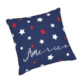 4th of July Pillow Covers 18x18 Memorial Day Patriotic Pillow Covers Holiday American Flag Blue Red Stars Outdoor Decorative Pillowcase Cushion Cover for Independence Day Home Couch Sofa, Set of 2
