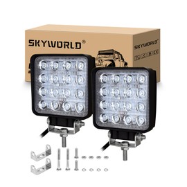 SKYWORLD 12 V 48 W LED Work Light, 4 Inch Offroad Floodlight, IP67 Waterproof, Pack of 2, for Tractor, Excavator, Tractor, Tractor, Forklift, ATV, Truck, Offroad 4x4