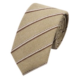 Luckyvestir Mens Ties, Cotton Linen Ties for Men Striped Skinny Tie for Wedding Business (tan)
