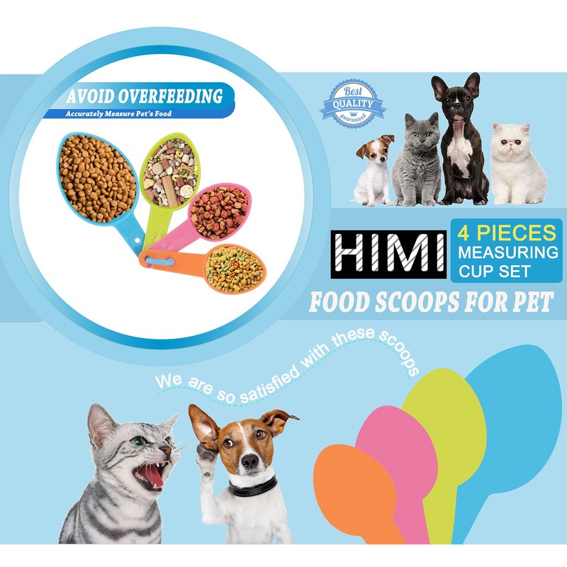 HINMAY Pet Food Scoops Plastic Measuring Cups Set for Dog