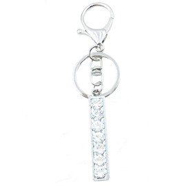 Xsclpomddy A-Z Initials Letter Keychain Shiny Crystal Keyring DIY Key Rings Silver for Women Girls Handbags Backpack,I