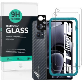 Ibywind para Realme GT 2 Pro 5G 6.7, 2 Protector Pantalla1 Protector Cámara1 Protector Trasera Fibra Carbono,Cristal Templado