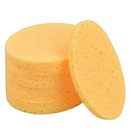Pack of 10 Face Cleaning Sponge, 8 cm Make-Up Sponge Pads, Cosmetic Sponges, Face Sponge for Make-Up Remover, Face Care (Yellow) (Oval)