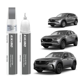 KIKIMO - Pintura para retocar Mazda (gris a máquina metálica (46 G)), kit de reparación de pintura de coche para Mazda, reparación de arañazos 2 en 1 con punta de bolígrafo y cepillo para polvo, color