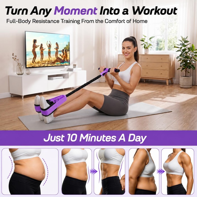 Upgraded Pedal Resistance Band with Handles – 75LB Multifunction Pilates
