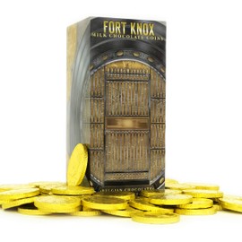 Milk Chocolate Coins - Chocolate Coins Wrapped in Gold, Chocolate Coins - Nut Free - Vault Design (1-Pound)