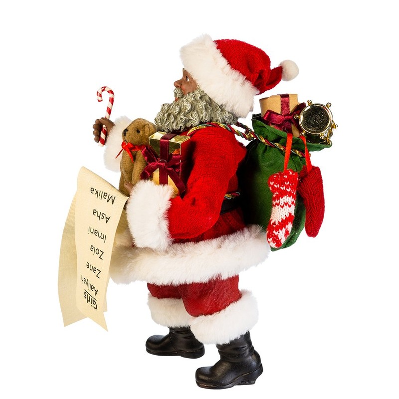 Kurt Adler Fabriche' Black Santa with List and Candy Cane,