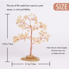 Pretty Jolly 7 Chakra Healing Stones Yellow Crystals Tree of Life Positive Energy Gemstone Tree Spiritual Meditation Reiki Gifts with Agate Slice Base for Home,Office,Desk Feng Shui Décor