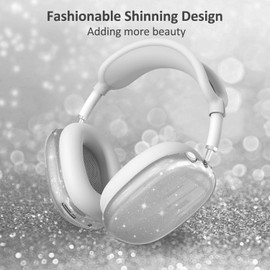 Aircawin for AirPods Max Case Clear Glitter,3 in 1 Clear Soft TPU Ear Cups Case Cover/Ear Pad Case Cover/Headband Cover for Airpods Max Case Cover,Case for AirPod Max Headphone Accessories-Glitter