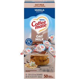 Nestle Coffee mate Plant Based Liquid Coffee Creamer Singles, Vanilla Flavored Oat Milk, 50 Ct Box