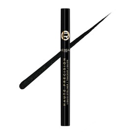 L'Oreal Paris Delineador líquido impermeable de alta precisión, delineador de ojos a prueba de manchas con micropunta, para maquillaje de ojos de hasta 28 horas, seda negra 010